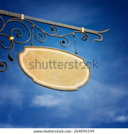 old sign, forge iron, wrought iron, with empty space
