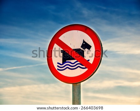 dog not allowed sign, swimming for dogs not allowed