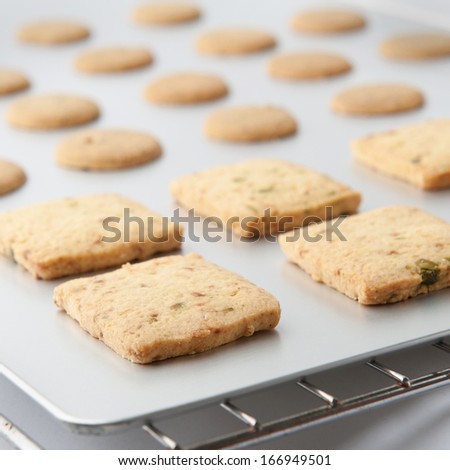 baking cookies on a baking pan