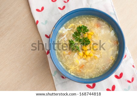 Chinese chicken and corn soup.