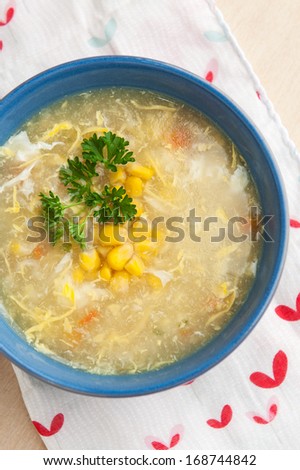 Chinese chicken and corn soup.