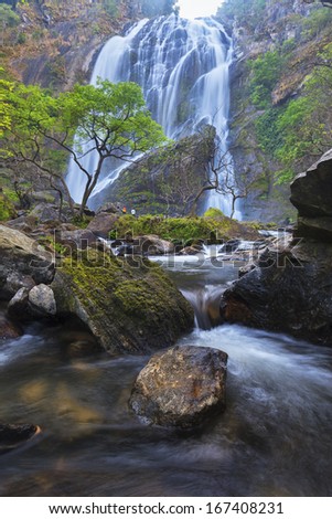 Deep forest waterfall at Klonglarn waterfall National Park, Kampangpetch, Thailand