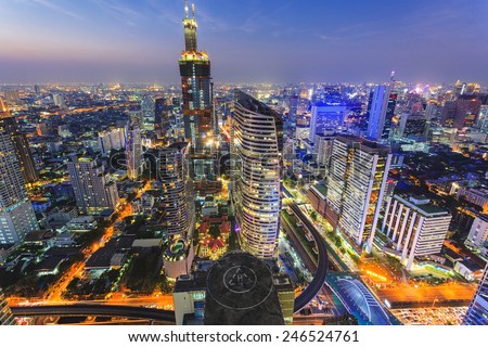 Building cityscape in Bangkok, Thailand
