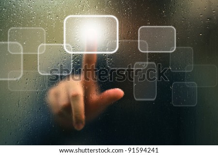 finger point as blur and water drop as abstract style