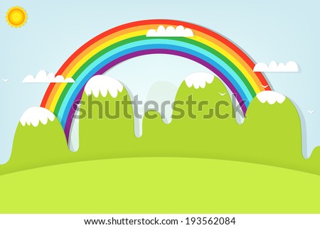 mountain landscape and rainbow