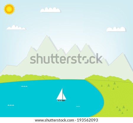 landscape with lake and mountains