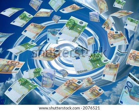 Money laundry,twirl sky on the background,real photo of money currencies,see my gallery for more