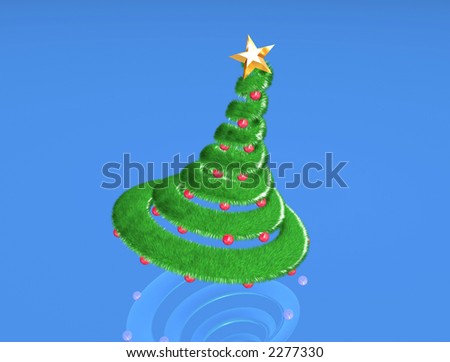 abstract Christmas tree with hair and fur for more realistic effect