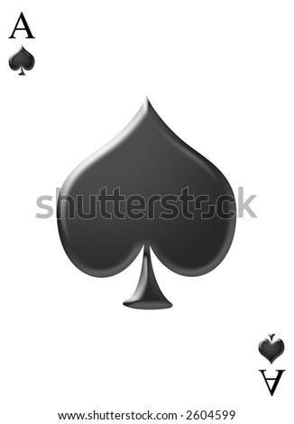 Ace of spades poker card on white background