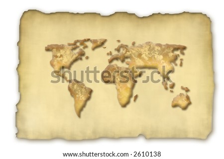 Antique Parchment Paper With Shadow Antique Parchment Like Paper Map On A White Background