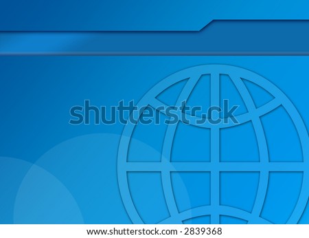 Blue globe background with title bar and blue circles