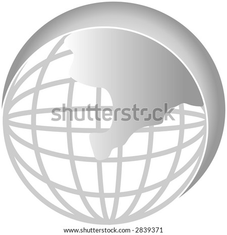 stock photo : Grayscale / steel / metal world globe for business