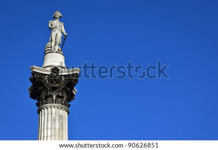Nelson\'s Column rises to nearly 185 feet in the centre of Trafalgar Square and was erected to celebrate his great victory at Trafalgar over Napoleon in 1805
