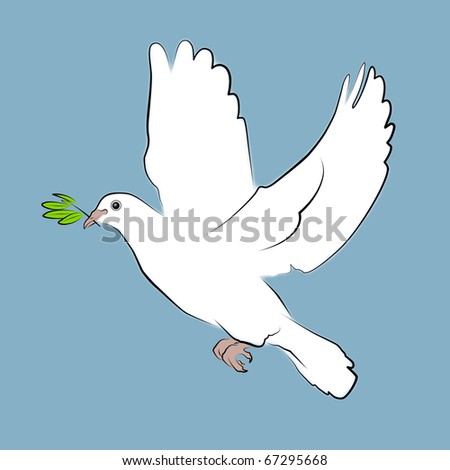 stock photo Illustration of white dove with olive branch