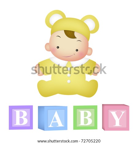 baby letter blocks. stock photo : Baby with letter