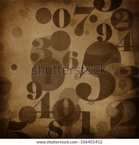 brown background in grunge style  with  numbers