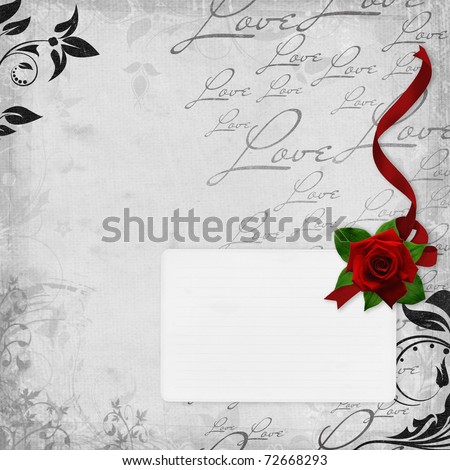 beautiful card with red roses on the white background