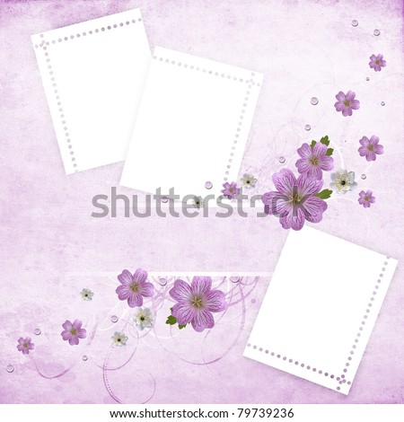stock photo Beautiful wedding pink floral background with frames