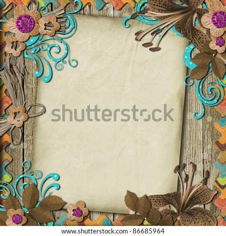 victorian background with paper and flowers
