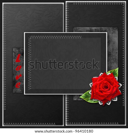 Vintage elegant   frame with roses, lace