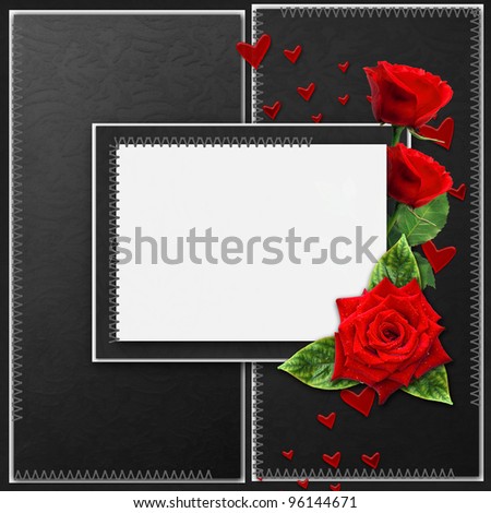 Vintage elegant  frame with roses and hearts