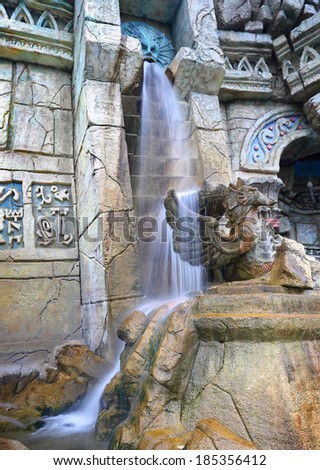 ORLANDO, FL - APRIL 3: Fragment of Poseidon Temple in Adventure Island of Universal Studios Orlando. April 3, 2014 in Orlando, Florida, USA