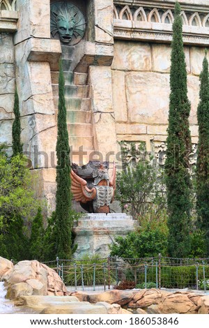 ORLANDO, FL - MARCH 31: Fragment of Poseidon Temple in Adventure Island of Universal Studios Orlando. March 31, 2014 in Orlando, Florida, USA