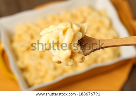 Cooked macaroni and cheese