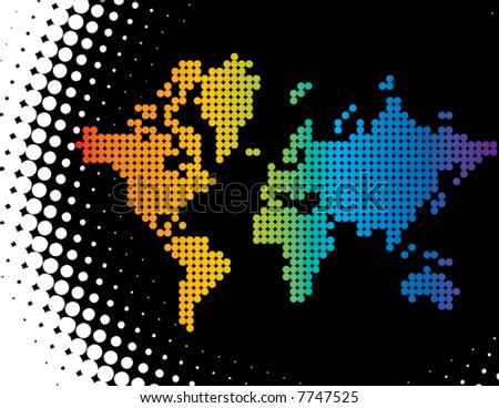 the world map in color. A vector map of the world