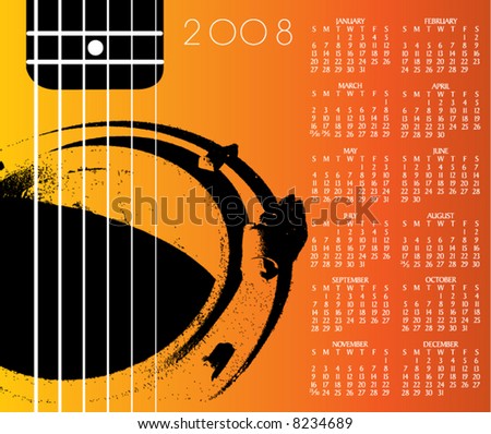Music Guitar Calendar for 2008 With Space reserved for logo Music Guitar Calendar for 2008 With Space reserved for logo