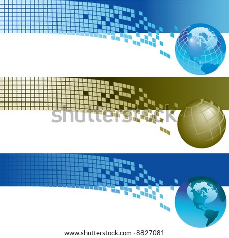 Design Logo on Website Banner Backgrounds  Three Vector Corporate Technology Site