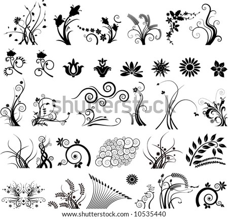 Vector Stock Free on Floral Vector Elements In Various Styles   Stock Vector