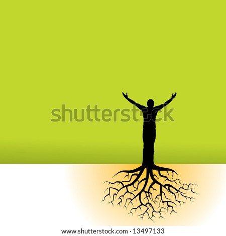 Tree Vector on This Vector Background Has A Man With Tree Roots   Stock Vector