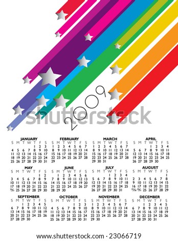 2009 star calendar in vector format 2009 star calendar in vector format