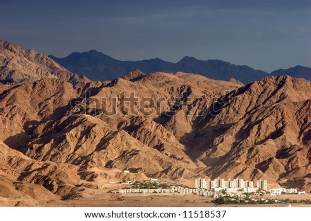 City at foothill view from Eilat-Red Sea, Israel