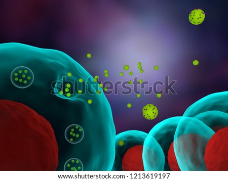 3d illustration of cells releasing exosomes