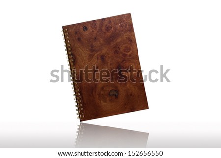 Wood cover ring spine book on white background