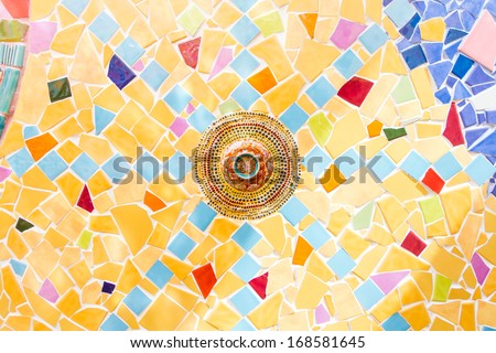 design of colorful mosaic decorated with ancient bowl