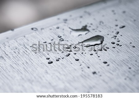 water drops on black wood table