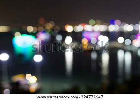blurred night sea view of Pattaya