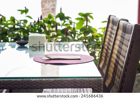 outdoor dining table setup in restaurant