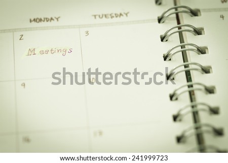 note for meeting date in planner