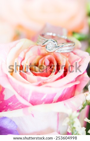 diamond ring on pastel rose