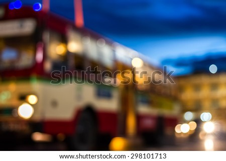blur bangkok public bus at night