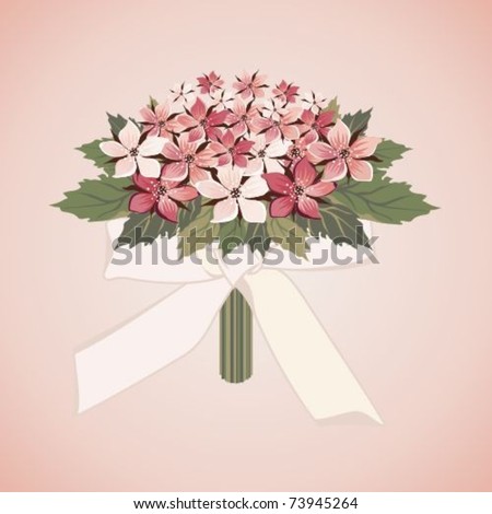 stock vector Pink wedding bouquet with a bow