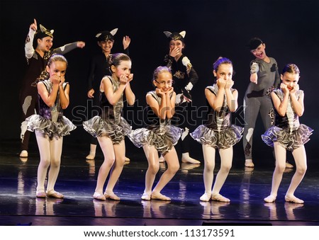 NETANIA, ISRAEL - JULY 12: Unidentified students perform in the final concert of the School of Ballet on July 12, 2012 in Netania, Israel. Concert at the performing arts center of Netania.