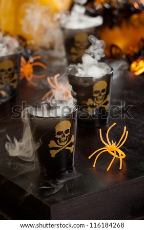 Closeup of Deadly Shot, vodka and hot pepper - Halloween drinks series