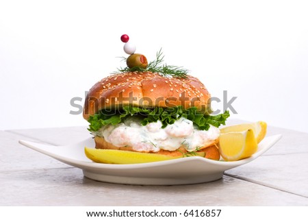 The rich-tasting, but low-calorie filling with shrimps delicious sandwich