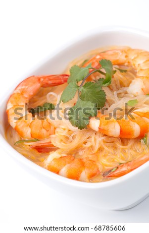laksa soup. Prawn Laksa soup with rice