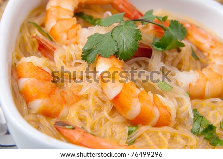 laksa soup. Prawn Laksa soup with rice